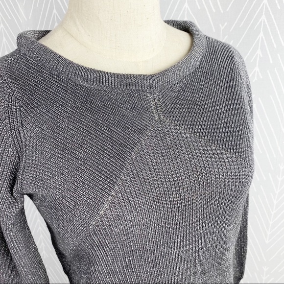 NIC+ZOE Silver Pullover Sweater, Black Ribbon Ties - Picture 5 of 9